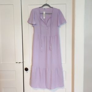 Dokuritu Lavender Swiss Dot  Maxi Dress Size Medium